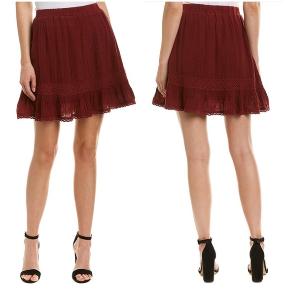 Michael Stars Double Gauze Peasant Skirt with Chic Lace Trim - Picture 4 of 6